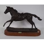 A 20th century spelter model of a racehorse, (a.f.).