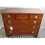 A 19th century mahogany chest of three sort and three long drawers on bracket feet,