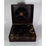 Erard; an early 20th century gramophone within a faux crocodile skin case.