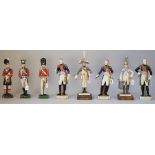 Three Dresden porcelain military figures; by Massena, Devoust and Bernadette, 29cm high,