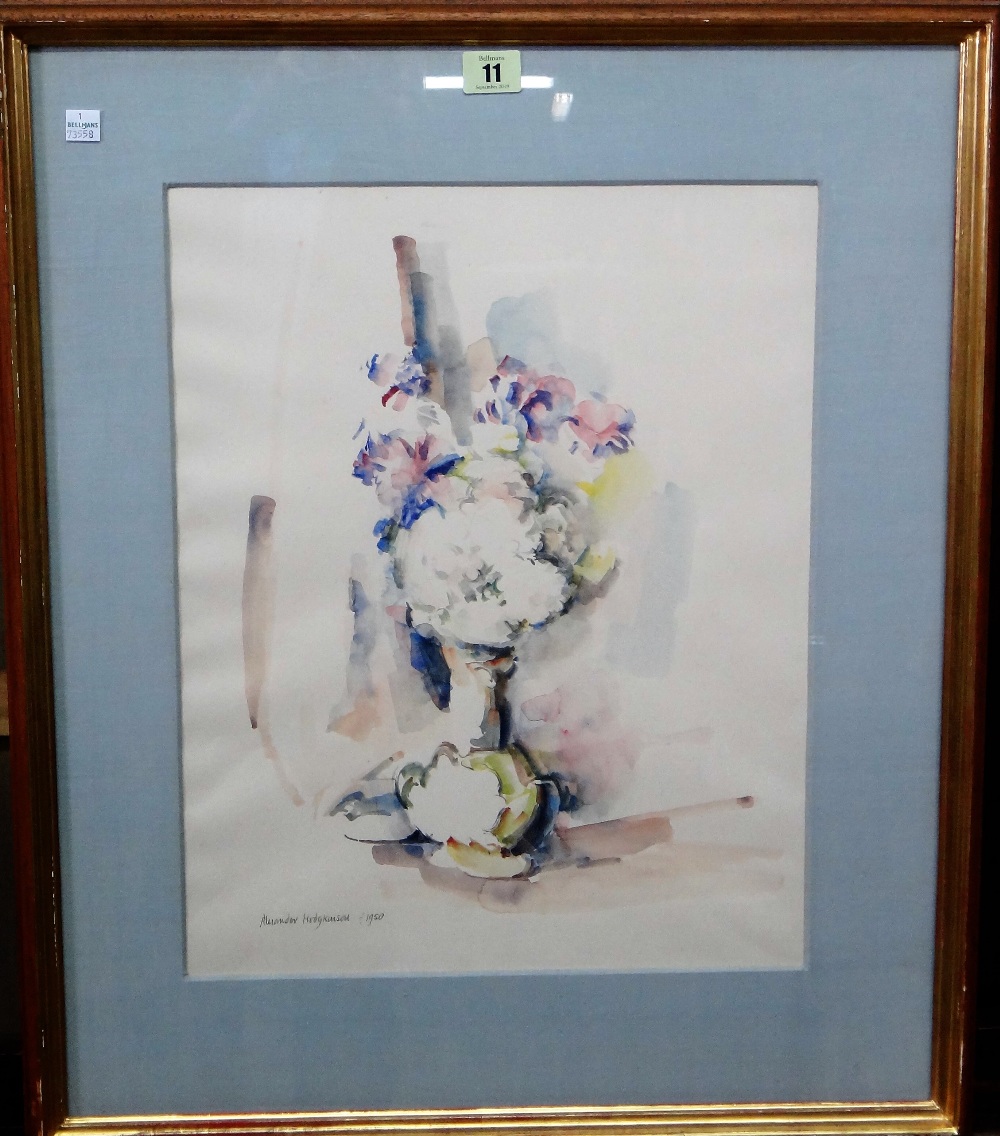 Alexander Hodgkinson (20th century), Still life, watercolour, signed and dated 1950, 44cm x 35cm.