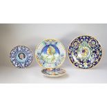 A group of four Deruta dishes, 20th century, in Renaissance maiolica style,