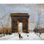 Miguel Canals (1925-1995), after Eugene Galien-Laloue, The Arc de Triomphe, Winter, oil on canvas,