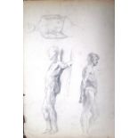 Hilda Carline (1889-1950) and others, A folio of life drawings, pencil,