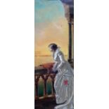 Salvador Sanchez Barbudo (1858-1917), Lady on a balcony overlooking the sea, oil on canvas, signed,