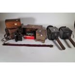 Collectables, including; 19th century boxes, a pair of coaching lamps, binoculars and sundry, (qty).