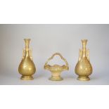 A pair of Royal Worcester two-handled vases, circa 1900, of Persian inspiration,