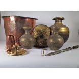 Copper and brass, including; 19th century and later lantern, copper copper and sundry, (qty).