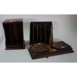 An Edwardian rosewood and inlaid stationery rack, 17cm wide x 26cm high,