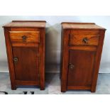 A pair of 20th century oak bedside cupboards, each with single drawer, 43cm wide x 78cm high (2).
