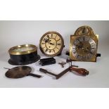 Horological interest, a group of clock movements and parts.