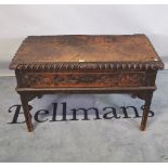 An 18th century Continental oak single drawer low side table, 99cm wide x 64cm high.