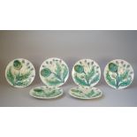 Six Continental majolica glazed plates, probably French, late 19th/ early 20th century,