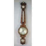 A rosewood and mother-of-pearl inlaid wheel barometer, 19th century, with broken arch pediment,