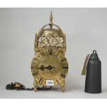 A brass lantern clock, the 6.