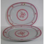 A pair of 19th century Spode pink and white oval serving dishes, (2).