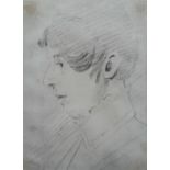Attributed to John Varley (1778-1842), Profile portrait of Delvalle Lowry, pencil, 17cm x 12cm.