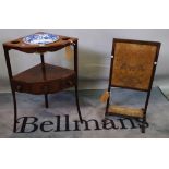 A George III mahogany corner washstand with single drawer, 58cm wide x 83cm high,