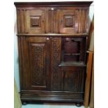 An 18th century and later Continental walnut side cabinet,