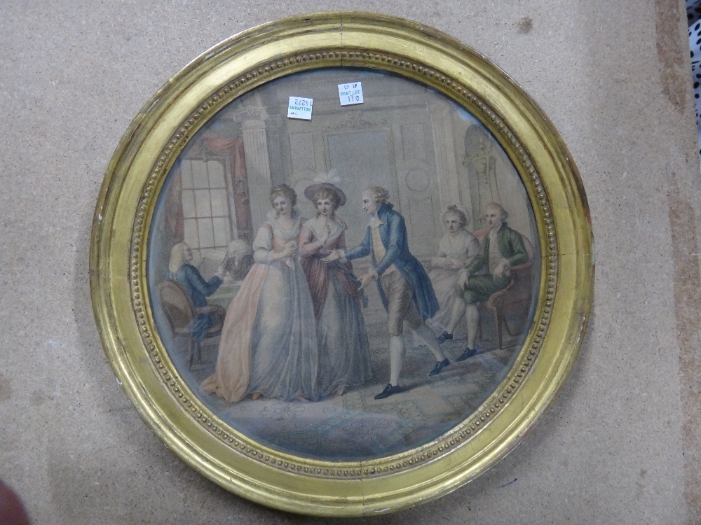 Circle of Bartolozzi, The Courtship; The Proposal, a pair of colour stipple engravings, circular, - Image 2 of 2
