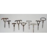 Four steel 'eye brow' corkscrews,