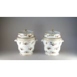 A pair of Paris porcelain ice pails, liners and covers,