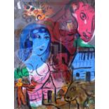 Marc Chagall (1887-1985), Woman with horse, colour lithograph, 1969, Mourlot, 30cm x 23cm.