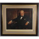 WINSTON CHURCHILL: a portrait print, 1942, after the oil painting by Arthur Pan,