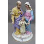 A Continetnal biscuit porcelain figure group, early 20th century, depicting a Holy family group,