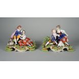 A pair of German porcelain figure groups, 20th century,