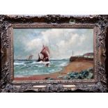 English School (19th/20th century), Vessels at sea; Vessels off the coast, a pair, oil on canvas,