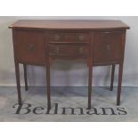 A George III style mahogany sideboard on tapering square supports, 125cm wide x 92cm high.