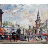 George Hahn (20th century), Trafalgar Square, oil on canvas, signed, 49cm x 60cm.