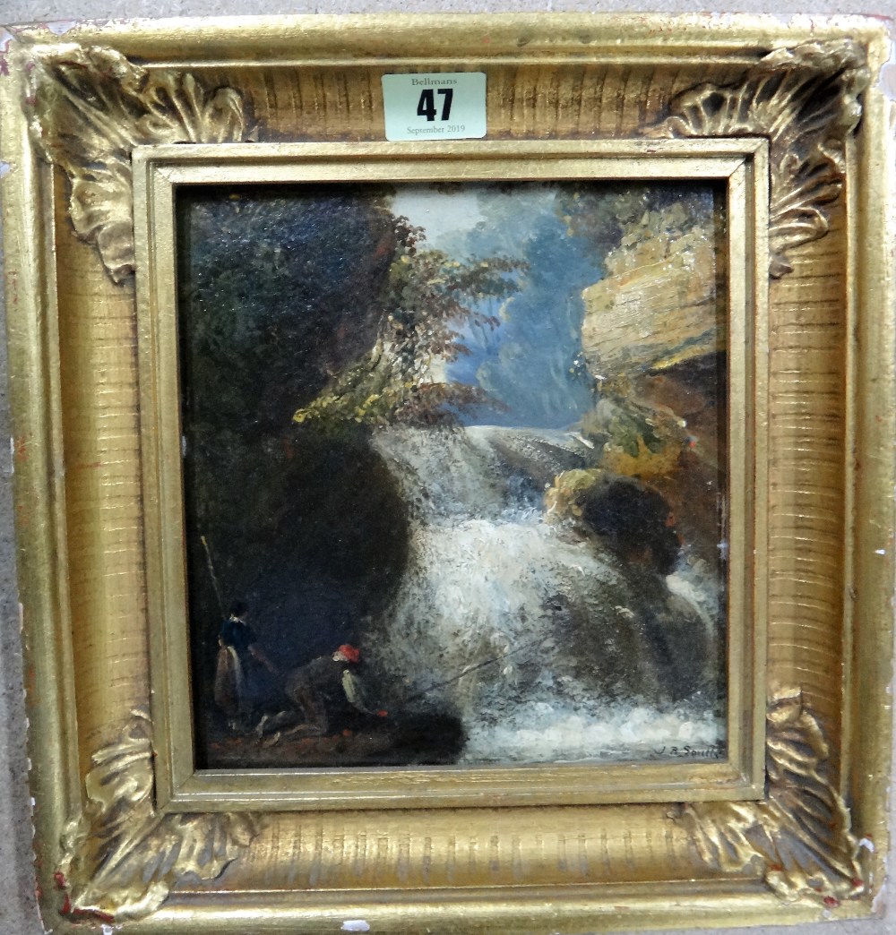 Follower of John Brandon Smith, A waterfall, oil on board, bears a signature, 18.