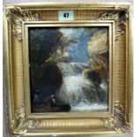 Follower of John Brandon Smith, A waterfall, oil on board, bears a signature, 18.