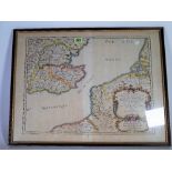 A Saxtons map of Shropshire, 58cm x 45cm, and a French map depicting Kent & Sussex, 58cm x 45cm,