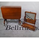 A Victorian mahogany dressing table mirror, 58cm wide, and a 19th century walnut gateleg table,