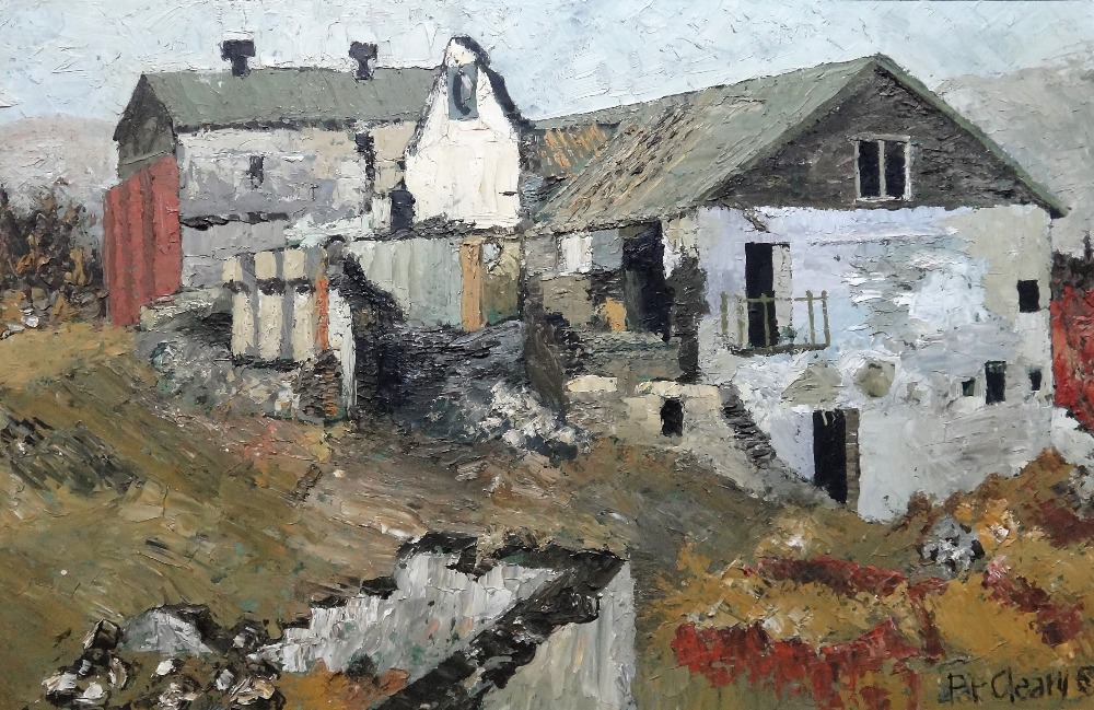 Pat Cleary (20th century), Cumbrian dwelling, oil on board, signed and dated '69, 60cm x 91.5cm.