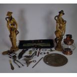 Collectables including walking sticks, watches, copper, brass and sundry.