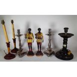Collectables, comprising; modern decorative wooden, metal and ceramic lamp bases, (qty).