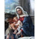 After Guido Reni, The Madonna, child and infant St John, oil on panel, 24cm x 19cm.