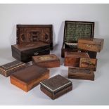 19th century and later jewellery boxes, tea caddies, glove boxes and sundry, (qty).
