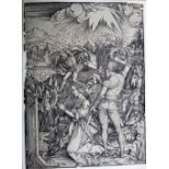 After Albrecht Durer, The Martyrdom of St Catherine, two prints, unframed, each 39cm x 28cm,(2).