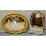 A 19th century gilt framed oval wall mirror, 70cm wide x 95cm high,