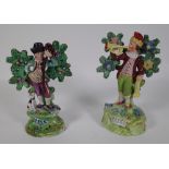 A similar pair of 19th century Pearlware figures by Walton, each 9cm high.