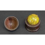 An early 19th century pocket globe, 3cm diameter,