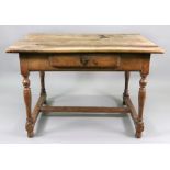 An early 18th century chestnut side table, of late 17th century style,