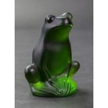 A Lalique lime green crystal Rainette figure of a frog, etched Lalique France, 5.5cm high.