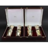 Asprey; a cased set of four electroplate beakers, each engraved 'The Asprey Cup,