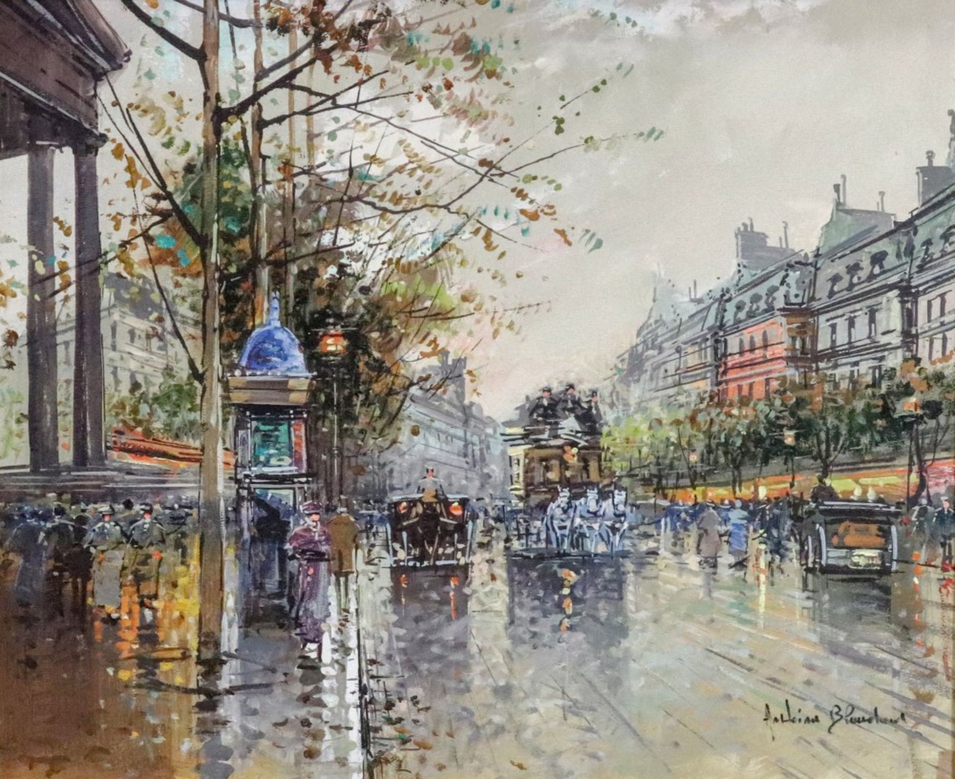 Follower of Antoine Blanchard (French, 1910-1988), A Parisian street scene,